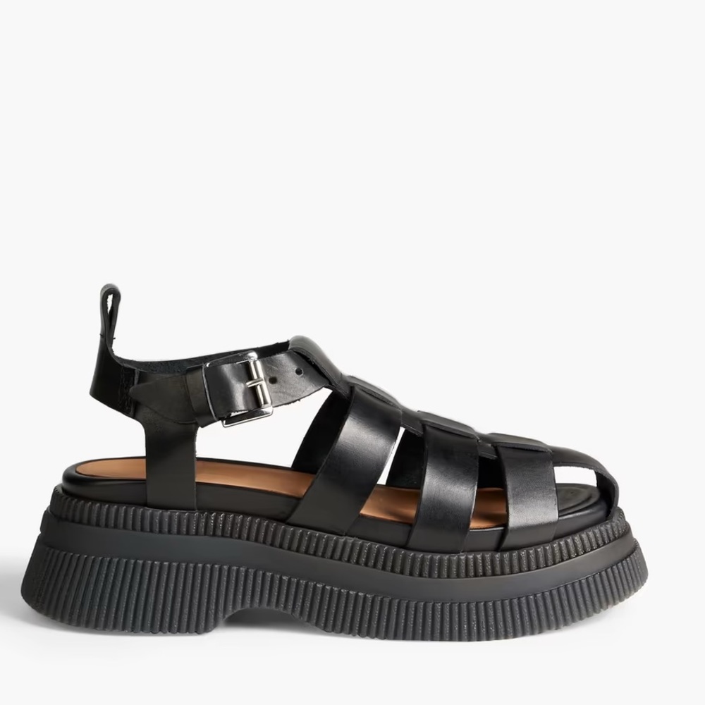 Ganni leather platform sandals. Size 38.